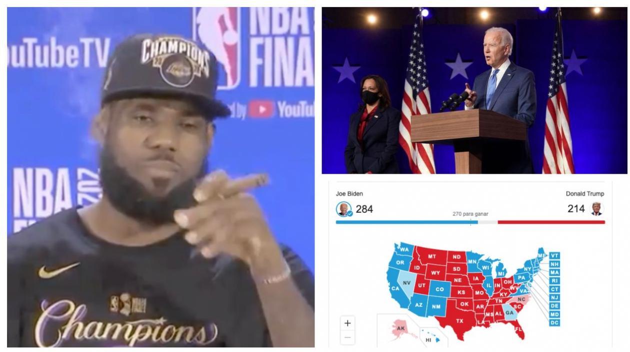 LeBron James celebra el triunfo de Joe Biden. 