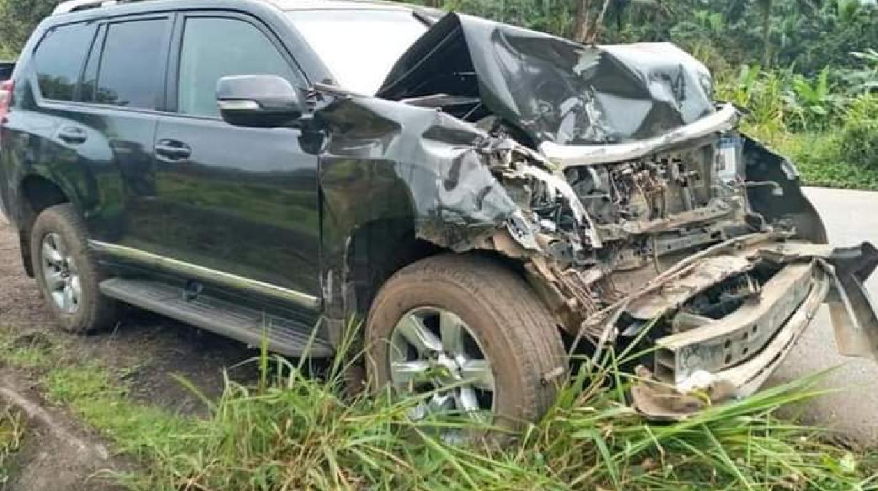 Camioneta en la que viajaba Eto'o.