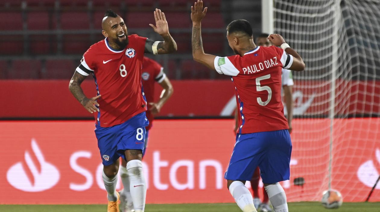 La celebración de Arturo Vidal.