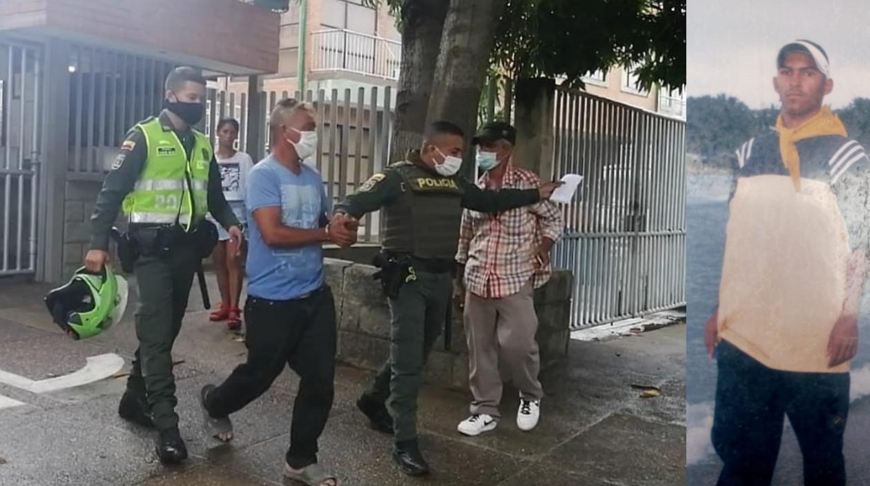 A la izquierda, Fernando Rafael Castro Posada al ser llevado a valoración a Medicina Legal; y a la derecha, foto de Oliver Antonio Salive Peña.