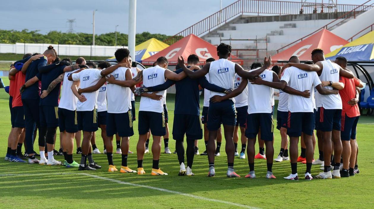 Jugadores de Colombia durante el entrenamiento. 