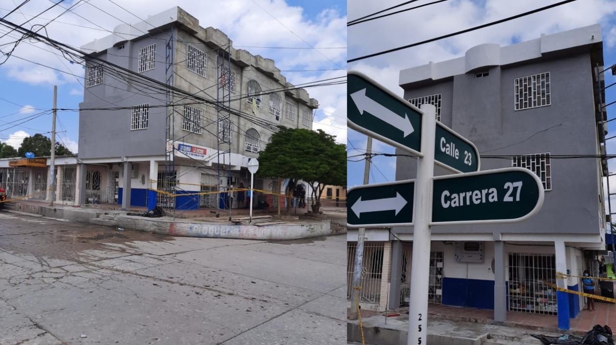 Los albañiles se encontraban en este andamio, en la mencionada dirección, cuando recibieron la descarga eléctrica. 