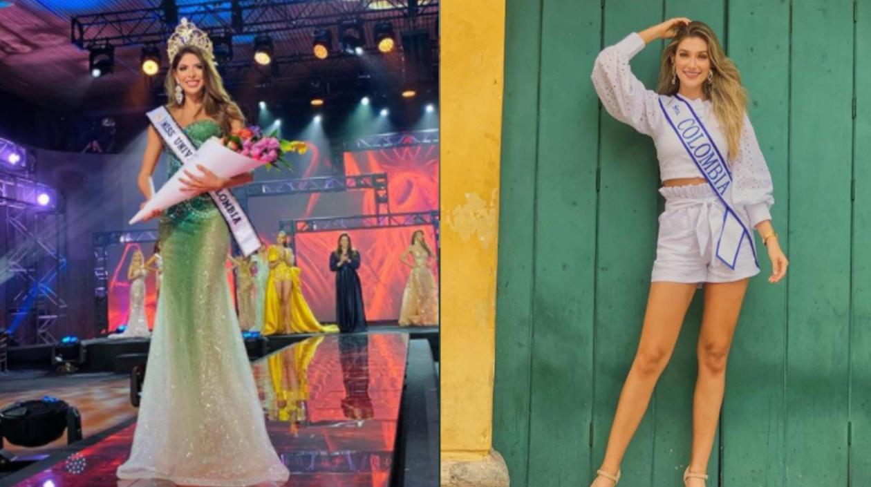 Laura Olascuagua como Miss Universe Colombia 2020, y a Srta. Colombia 2020 María Fernanda Aristizábal Urrea.