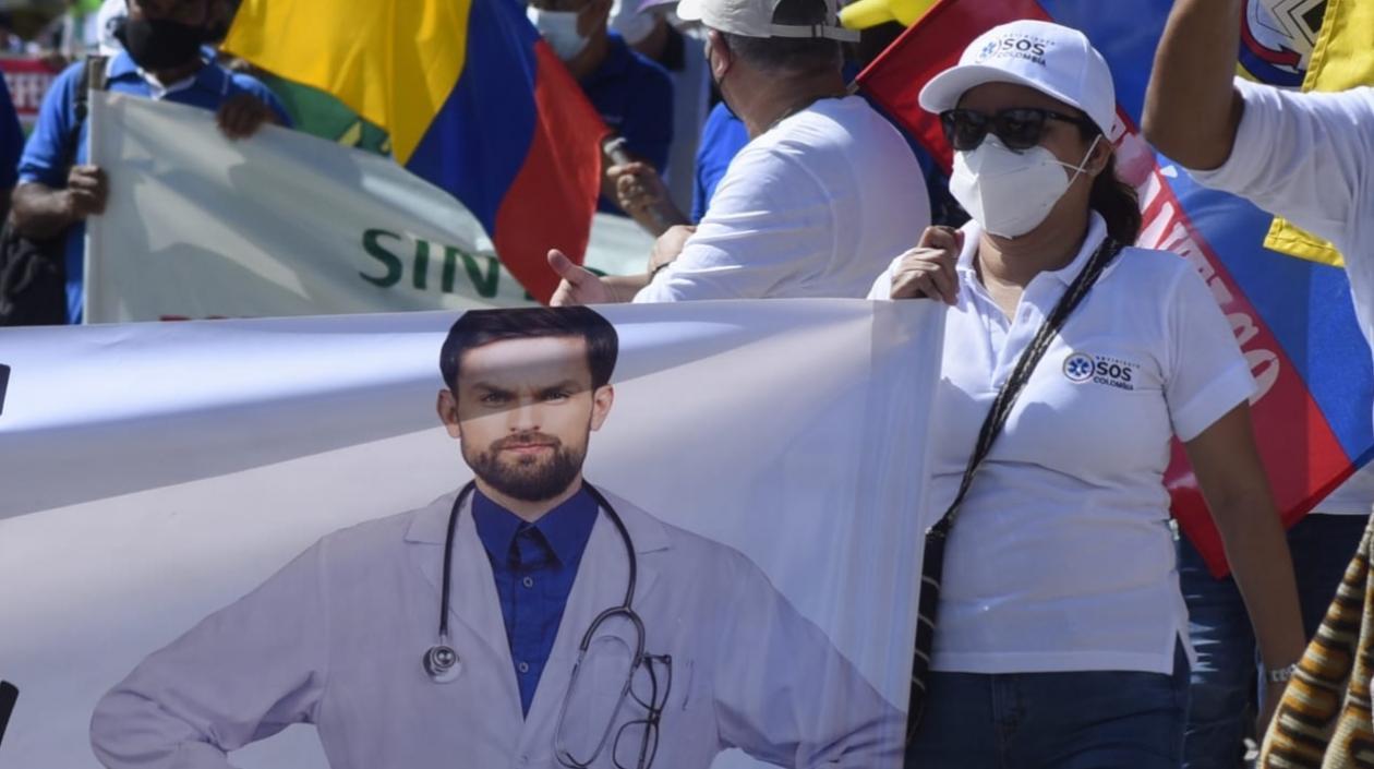 Las centrales obreras marcharon este jueves en Barranquilla. 