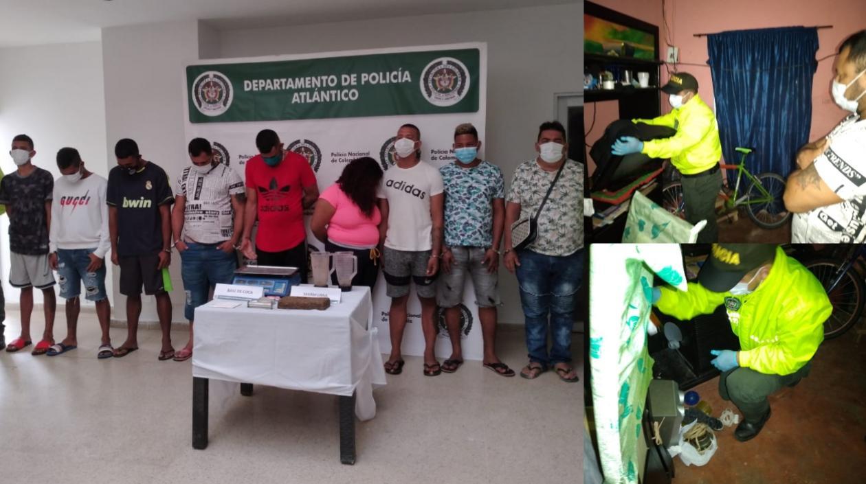 Los capturados durante los allanamientos en Santo Tomás. 