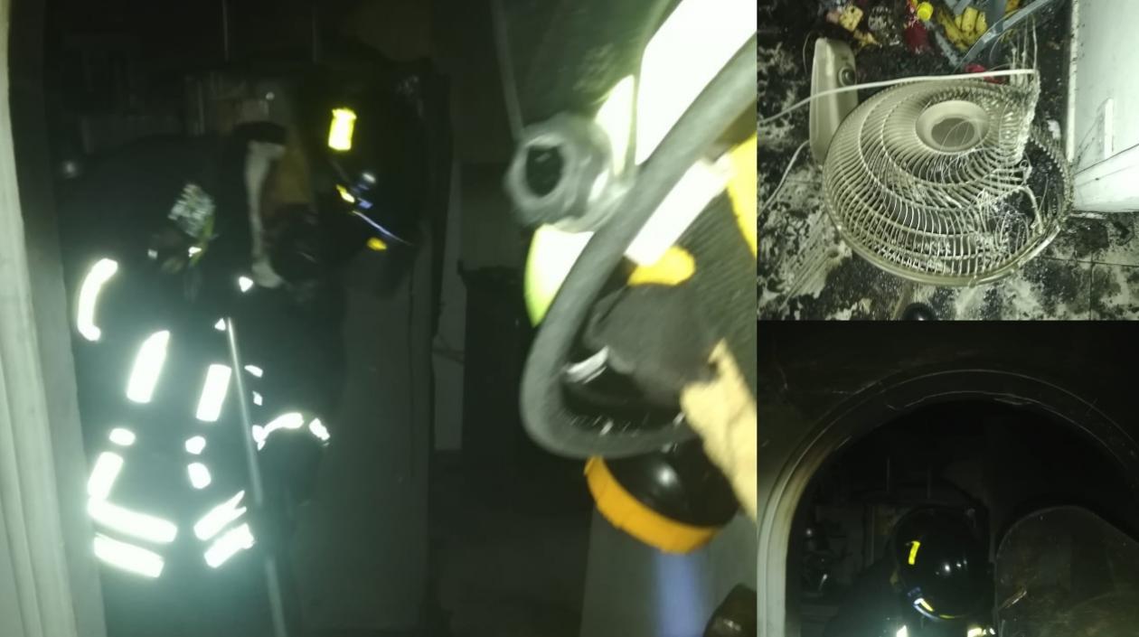 Aspecto del incendio en la vivienda del barrio Campo Alegre. 