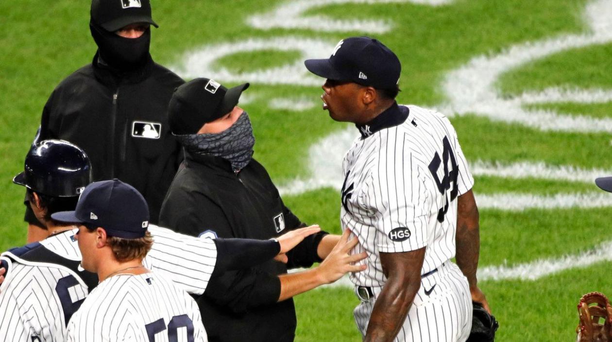 Aroldis Chapman, pitcher de los Yankees. 