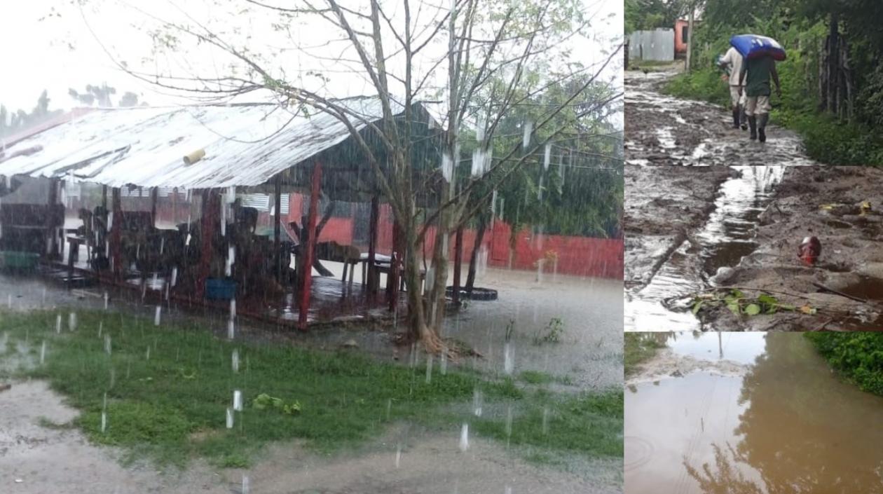 Imágenes del albergue y la ciénaga desbordada.