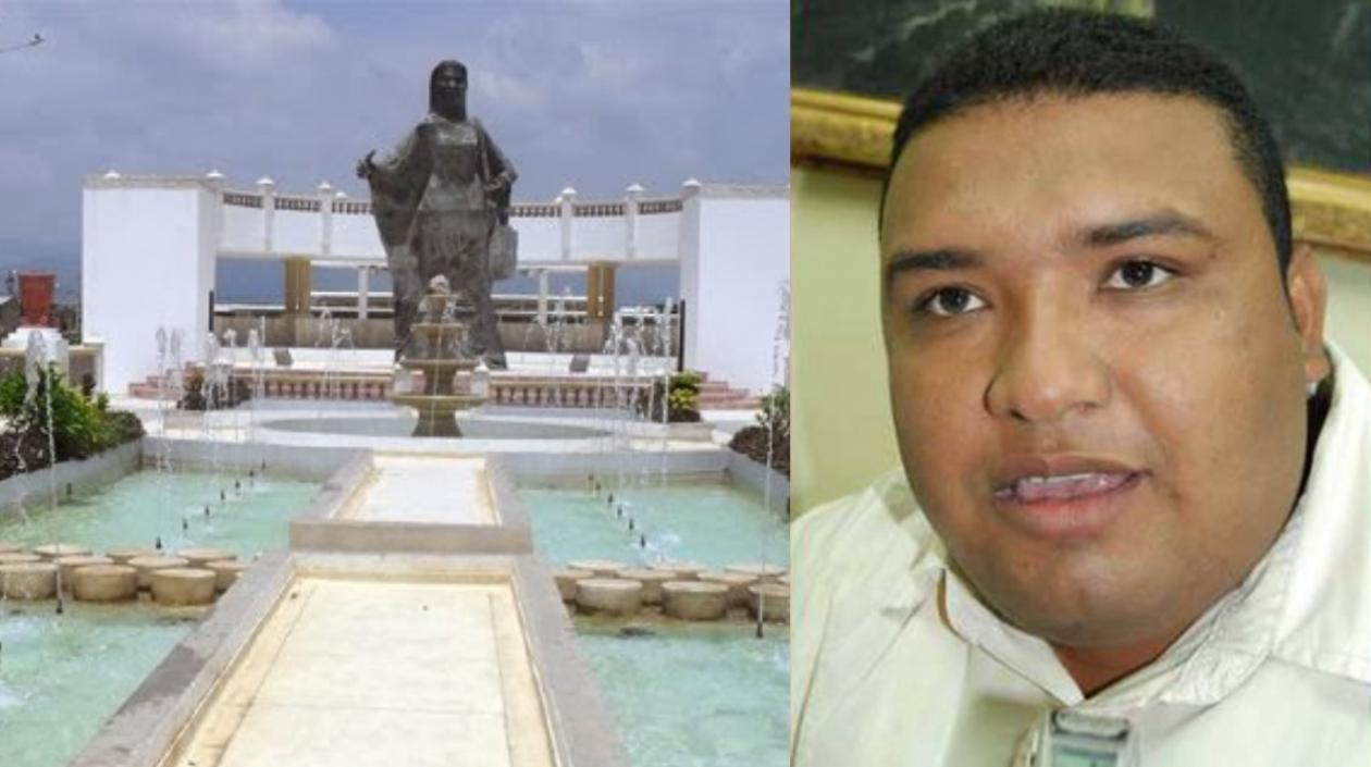 Parque de Albania y el exalcalde Yan Hernández Herazo.