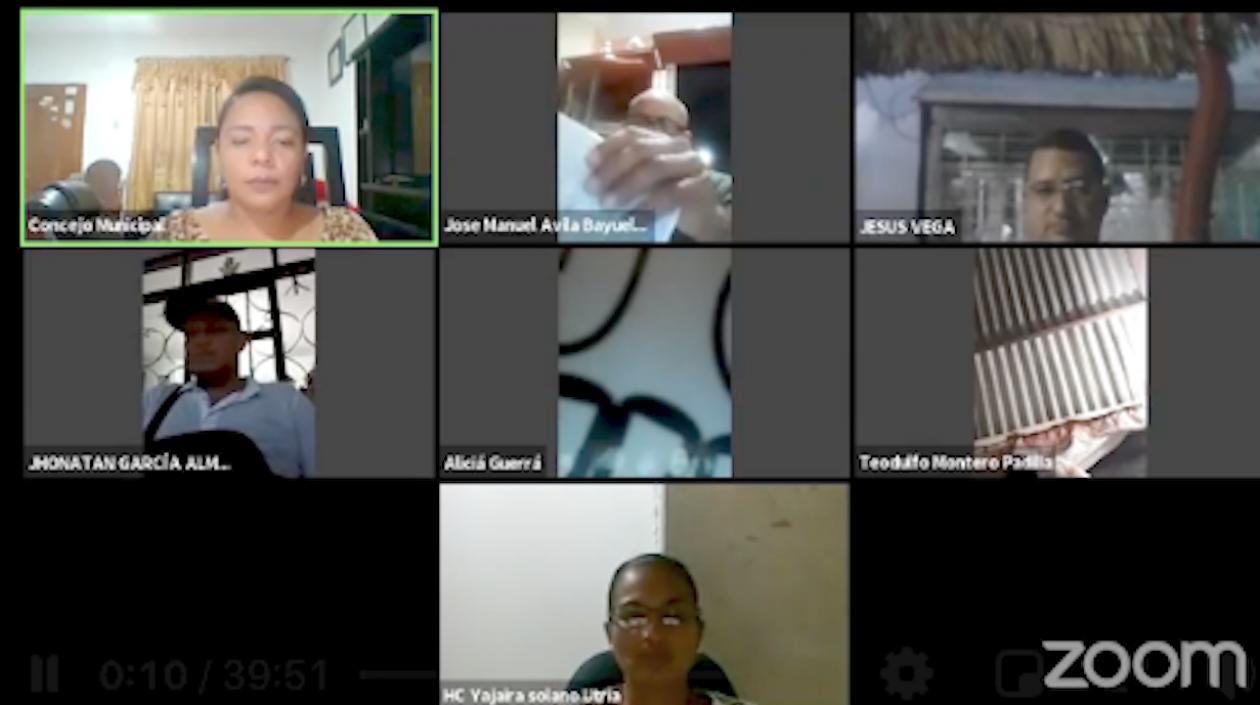 En la foto una sesión del Concejo de Repelón, por Zoom.