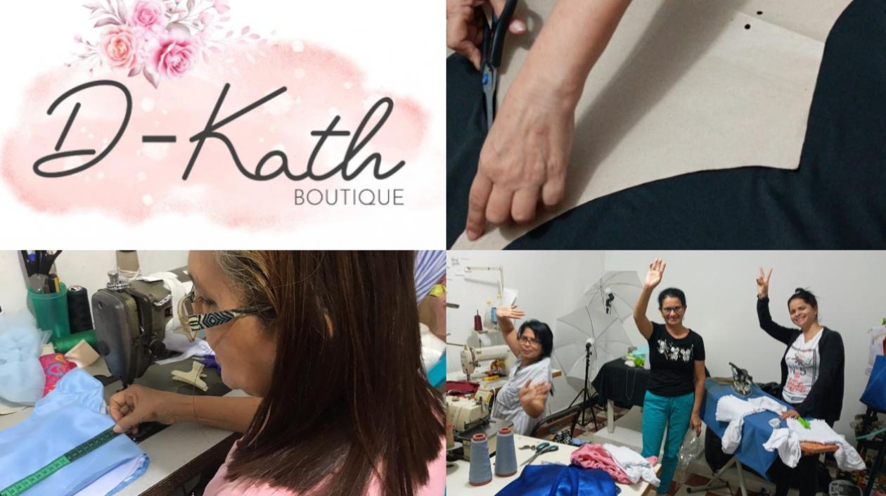 Logo de la boutique y las tres trabajadoras.