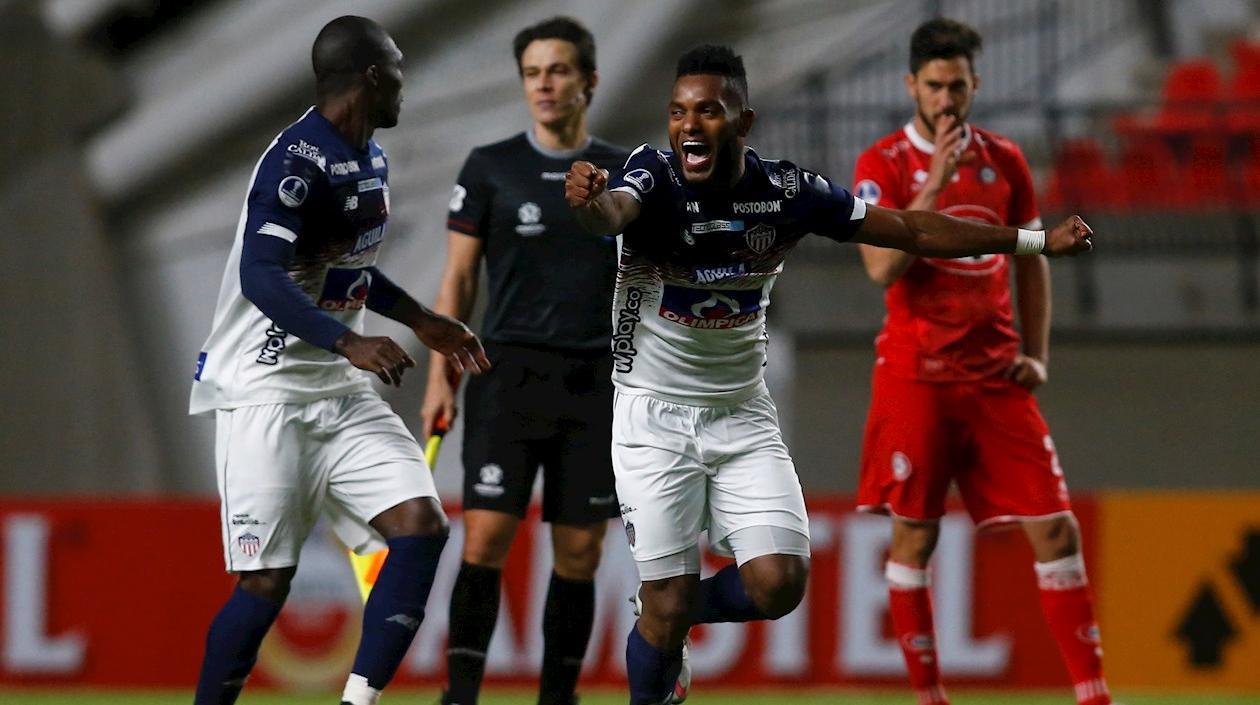 Miguel Ángel Borja celebrando