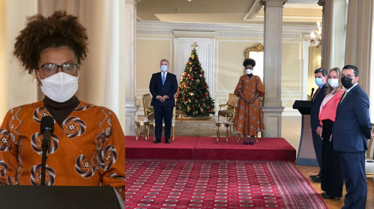 Ministra de Ciencias, Mabel Torres, y el Presidente Duque en la instalación de la Cumbre Cientifica.