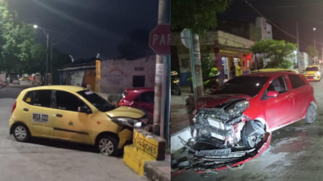 Así quedaron los dos vehículos tras el accidente. 