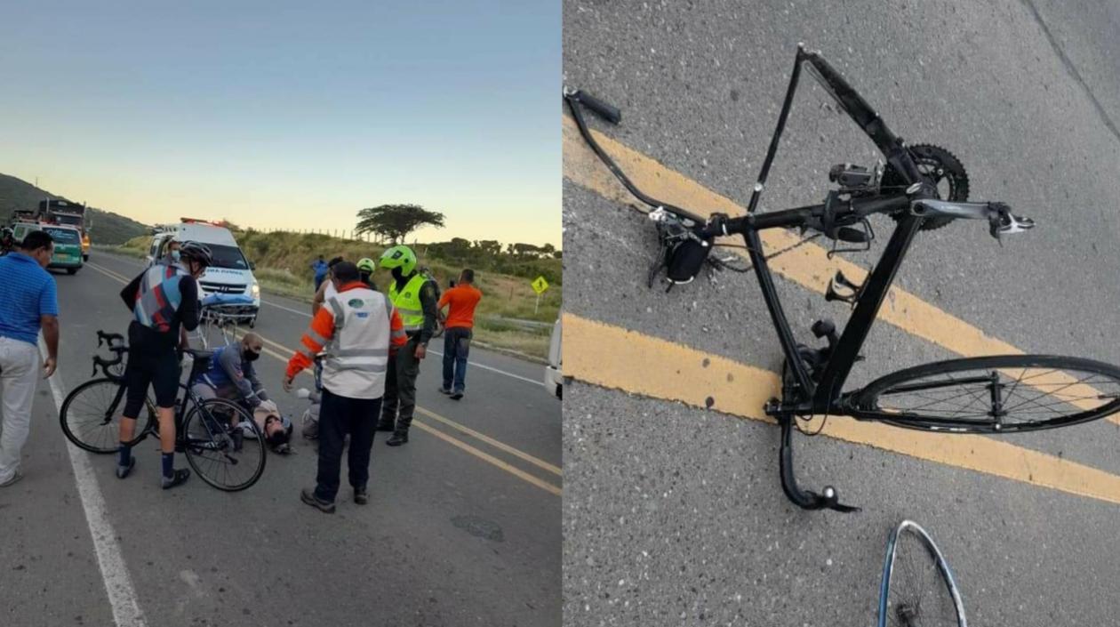 Aspecto del accidente en la Vía al Mar.