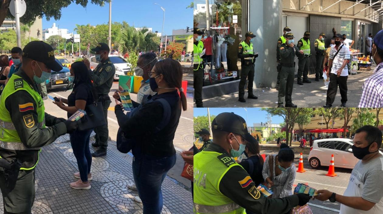La Policía en la campaña realizada en el Paseo Bolívar. 