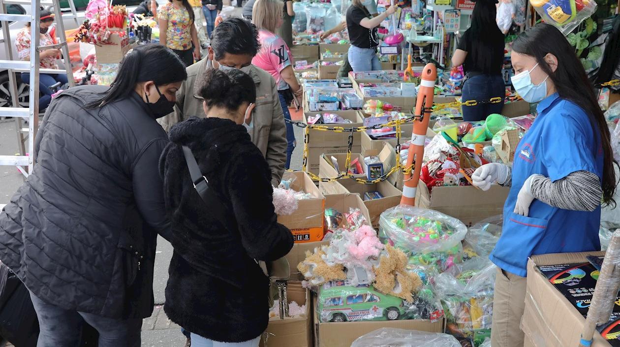 Sector comercial de San Victorino, en Bogotá.