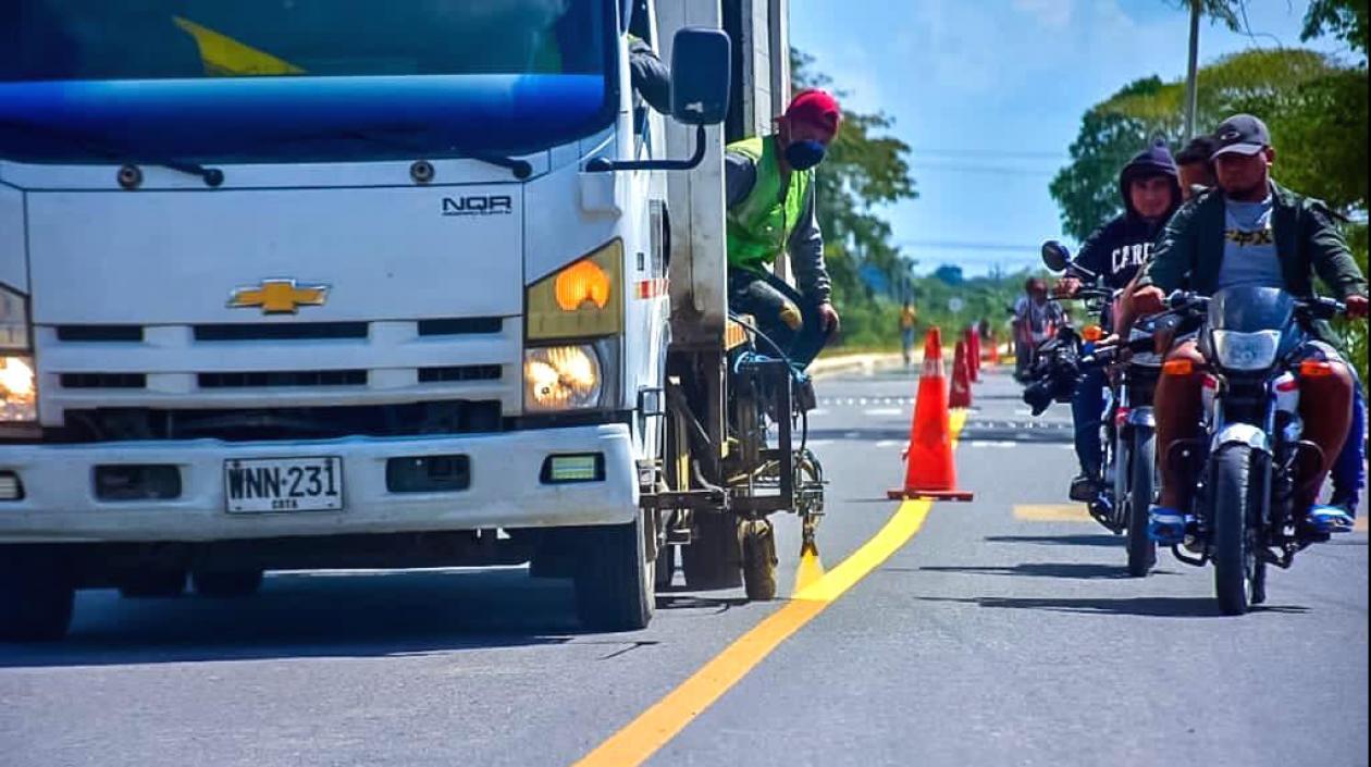Labores de remarcación en las vías.