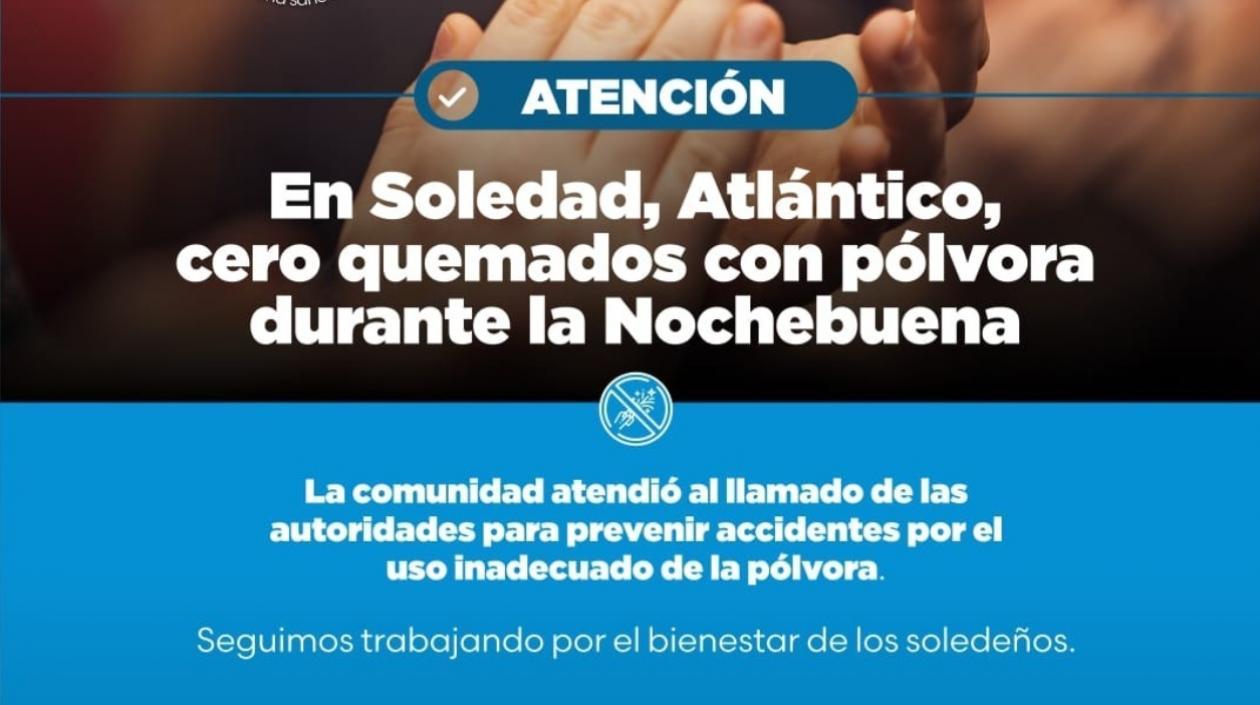 Por el momento Soledad no registra quemados en las celebraciones de diciembre. 