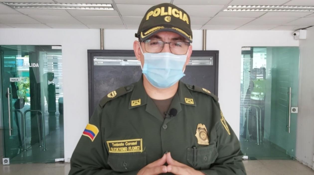 Coronel Oleskyenio Flórez, comandante operativo de la Policía Metropolitana de Barranquilla. 