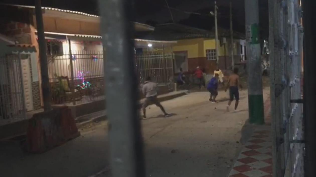 Momento de la riña en el barrio Rebolo.