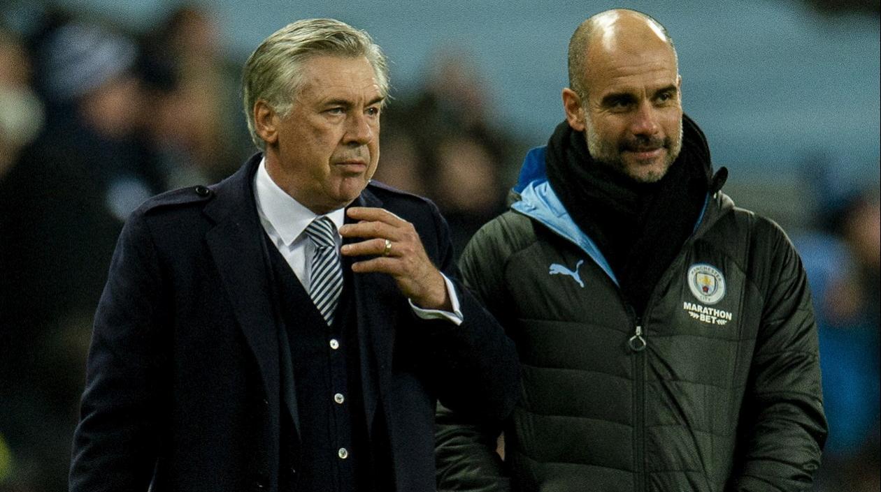 Carlo Ancelotti y Pep Guardiola, técnicos de los equipos.