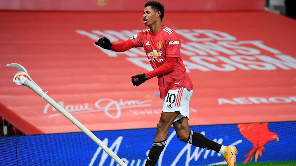 Marcos Rashford celebra su gol. 
