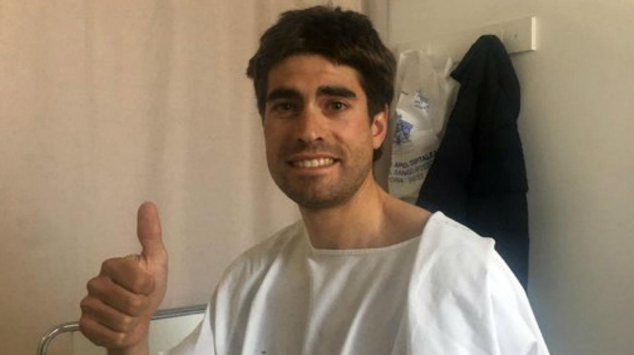 Mikel Landa en el hospital. 
