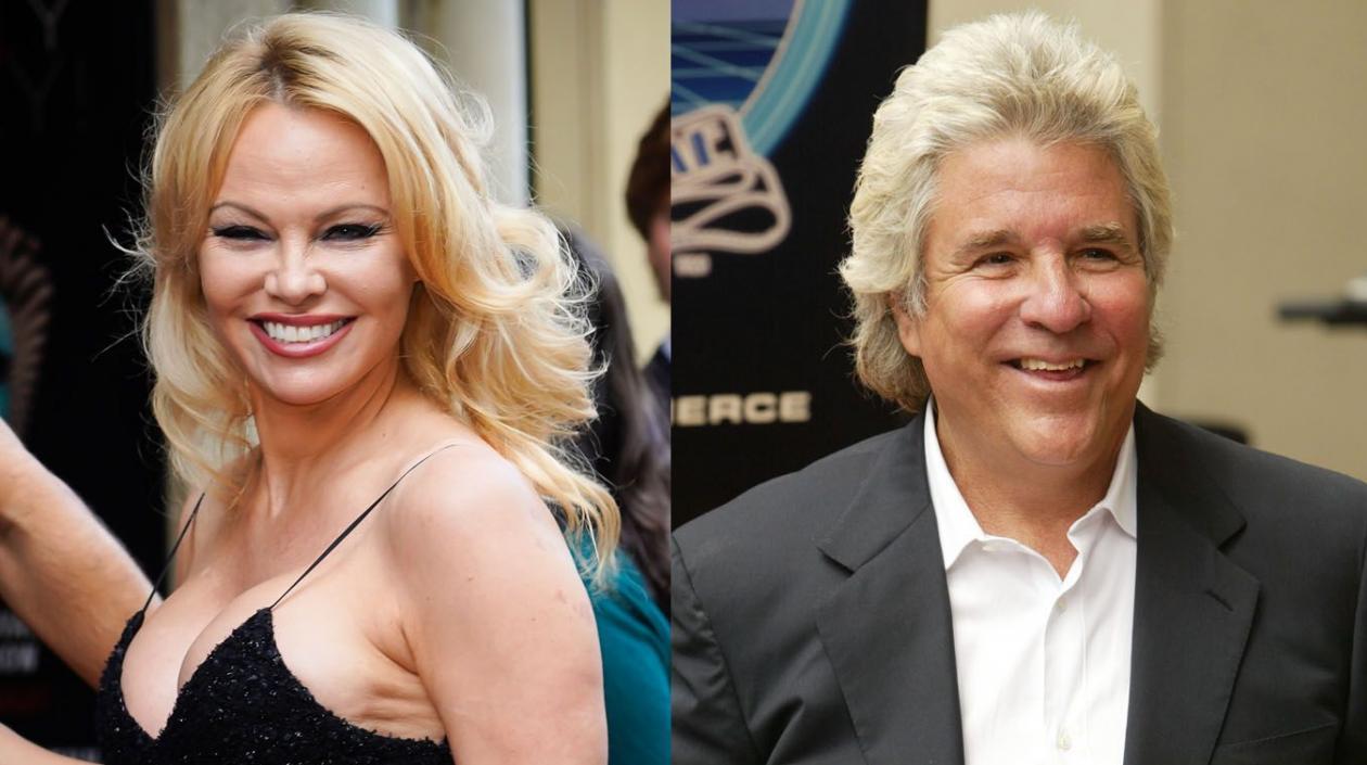 La actriz Pamela Anderson y el productor Jon Peters.