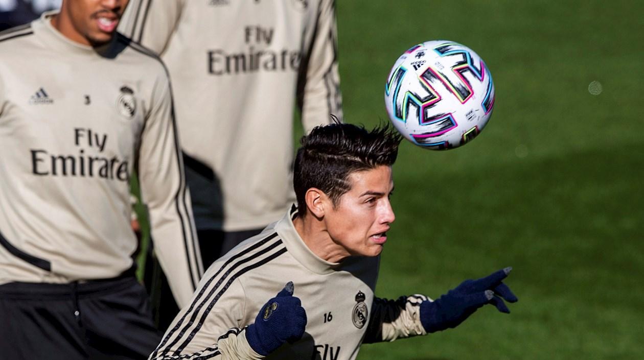 James Rodríguez en un entrenamiento anterior.