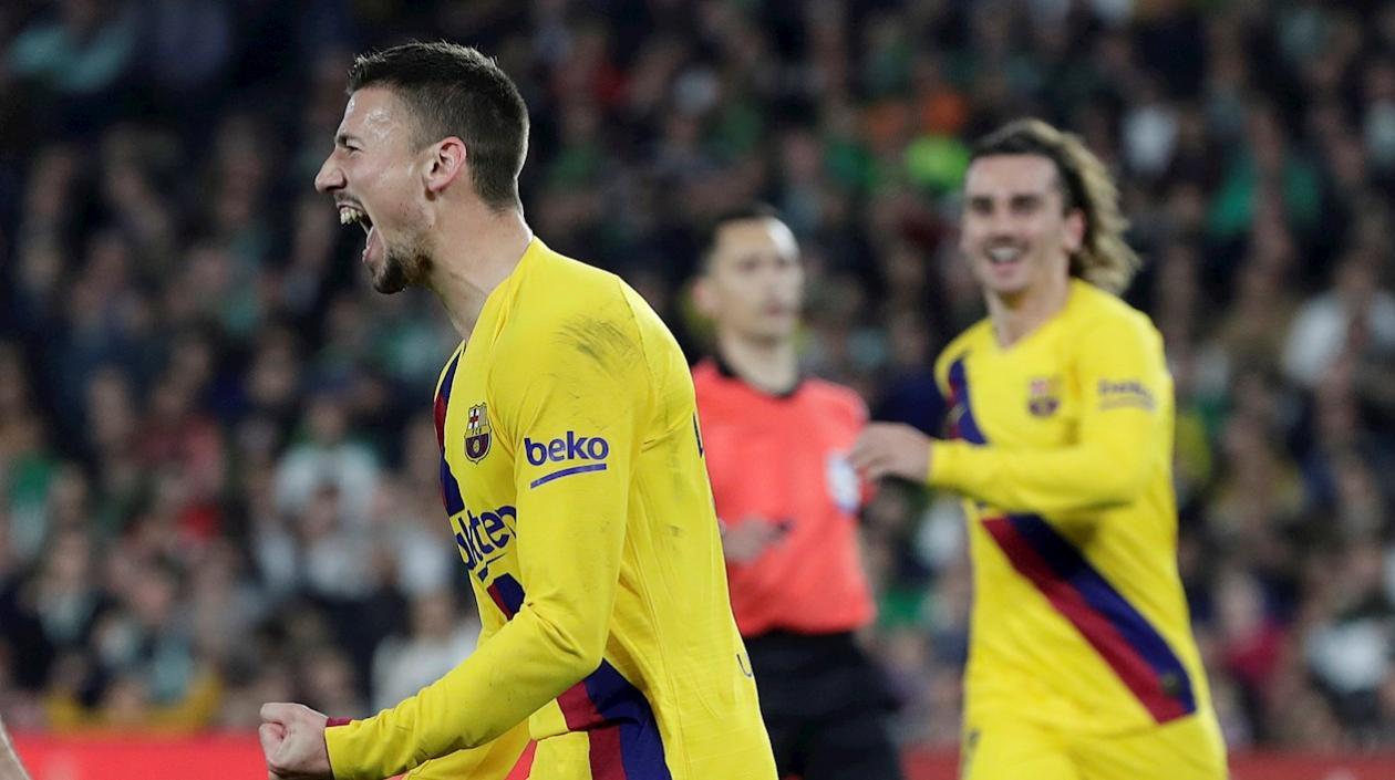 La celebración del francés Lenglet.