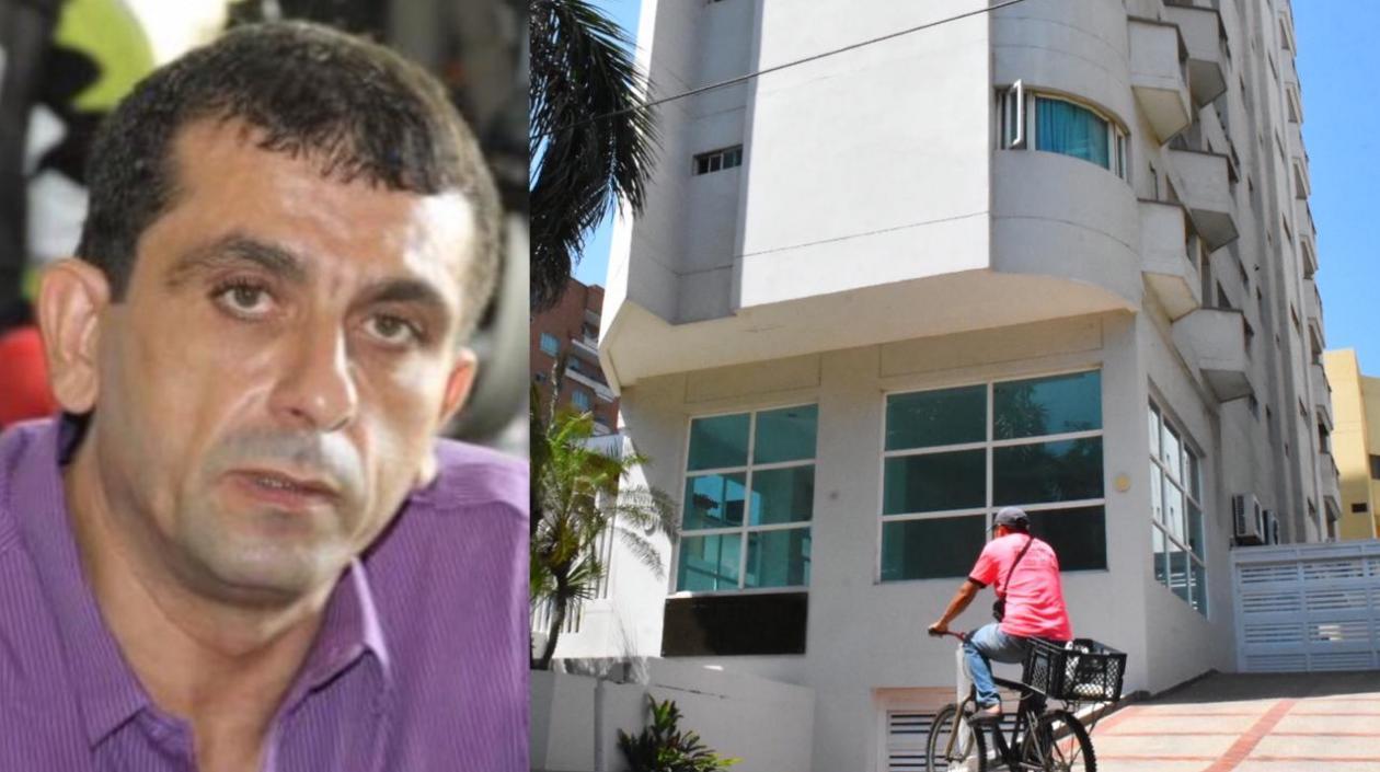 Samuel Viñas y el edificio en donde reside.