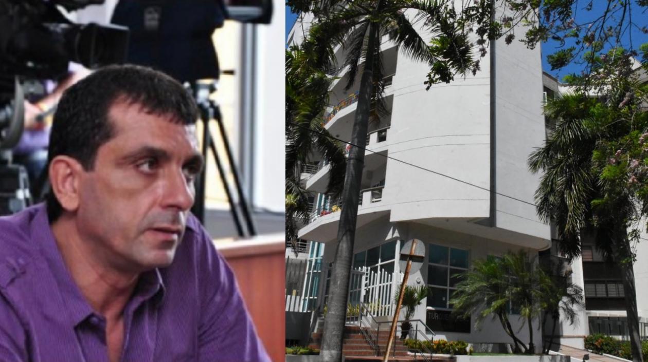 Samuel Viñas y el edificio en donde reside.