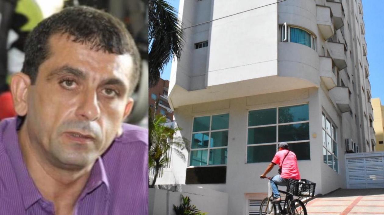 Samuel Viñas y el edificio en donde reside.