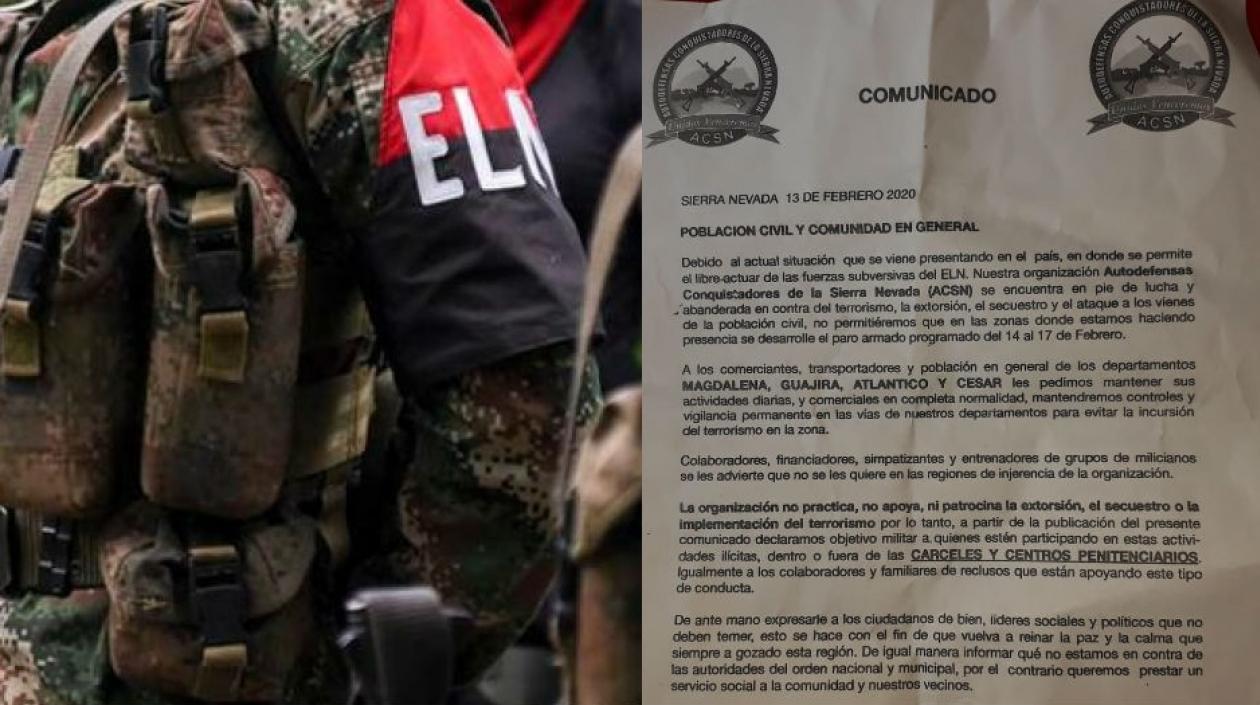 Panfleto que está circulando de un grupo de autodefensas.