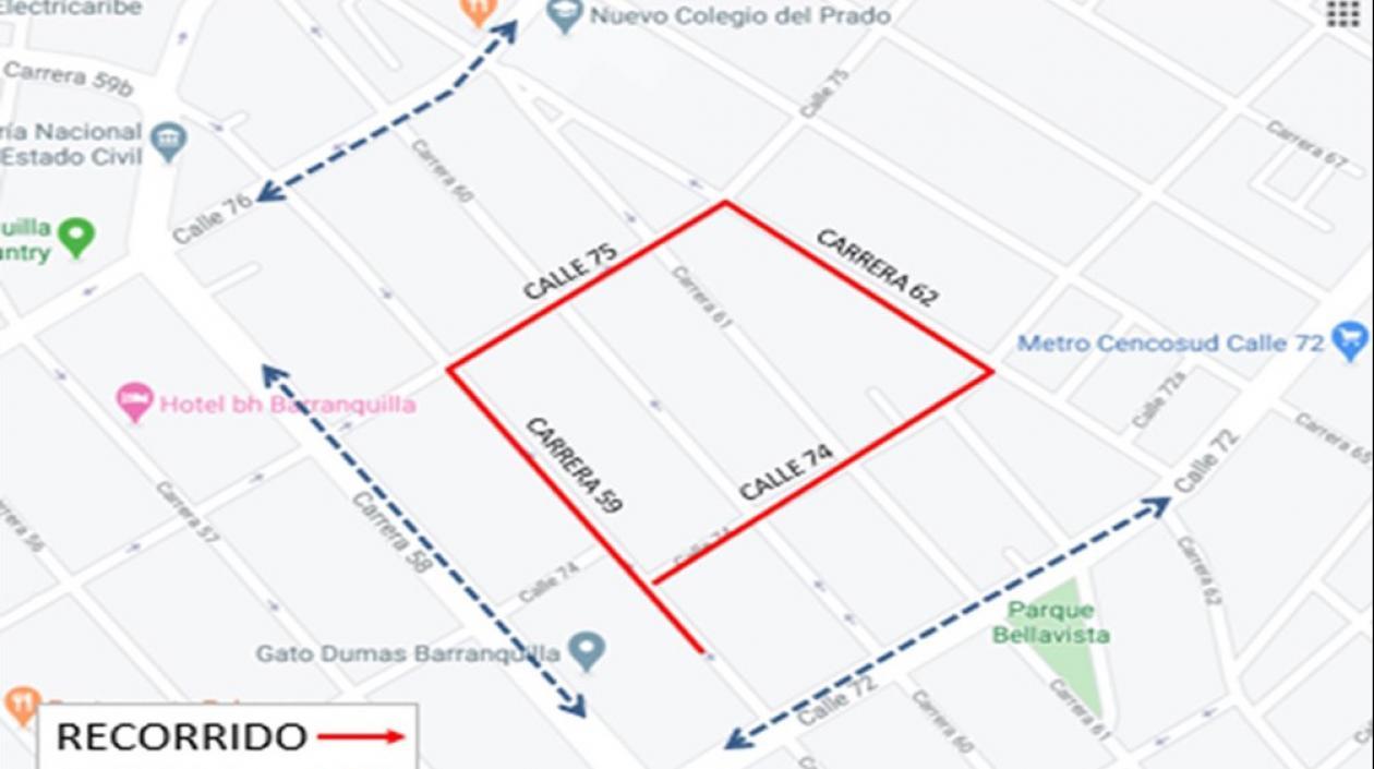 Así será el desvío por el desfile del Colegio Italiano Galileo Galilei.