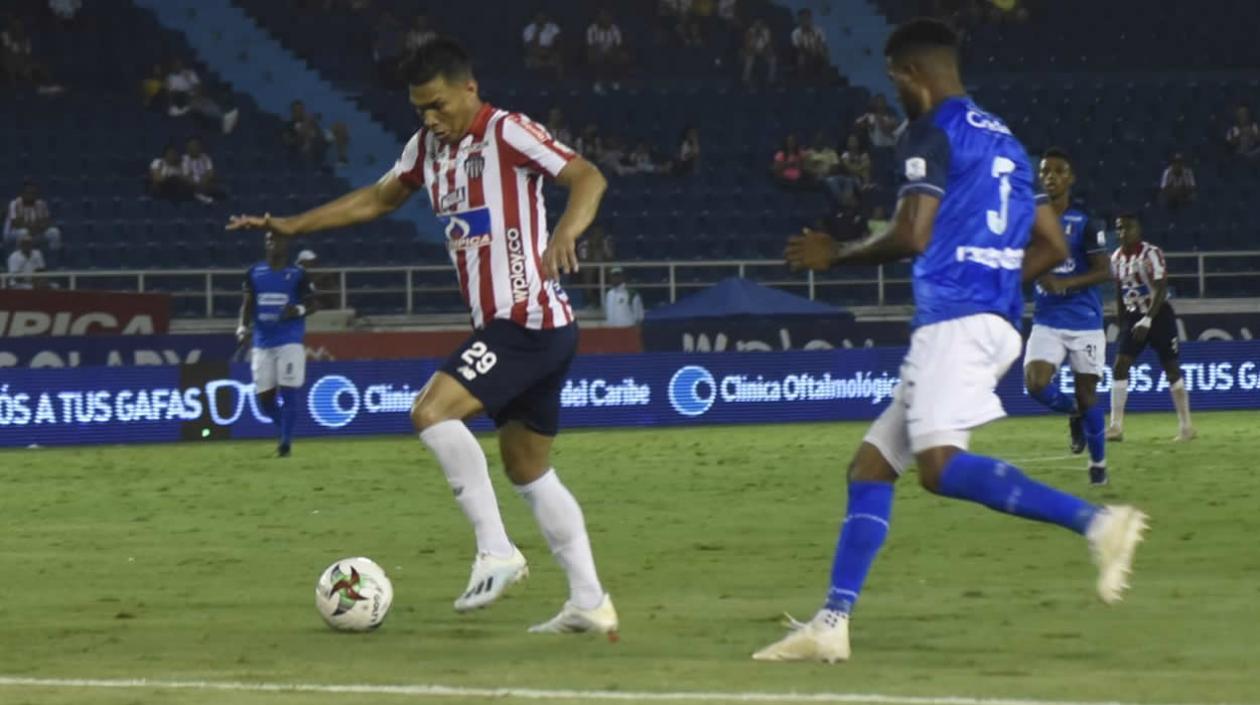 El delantero Teófilo Gutiérrez, en el juego ante Once Caldas.