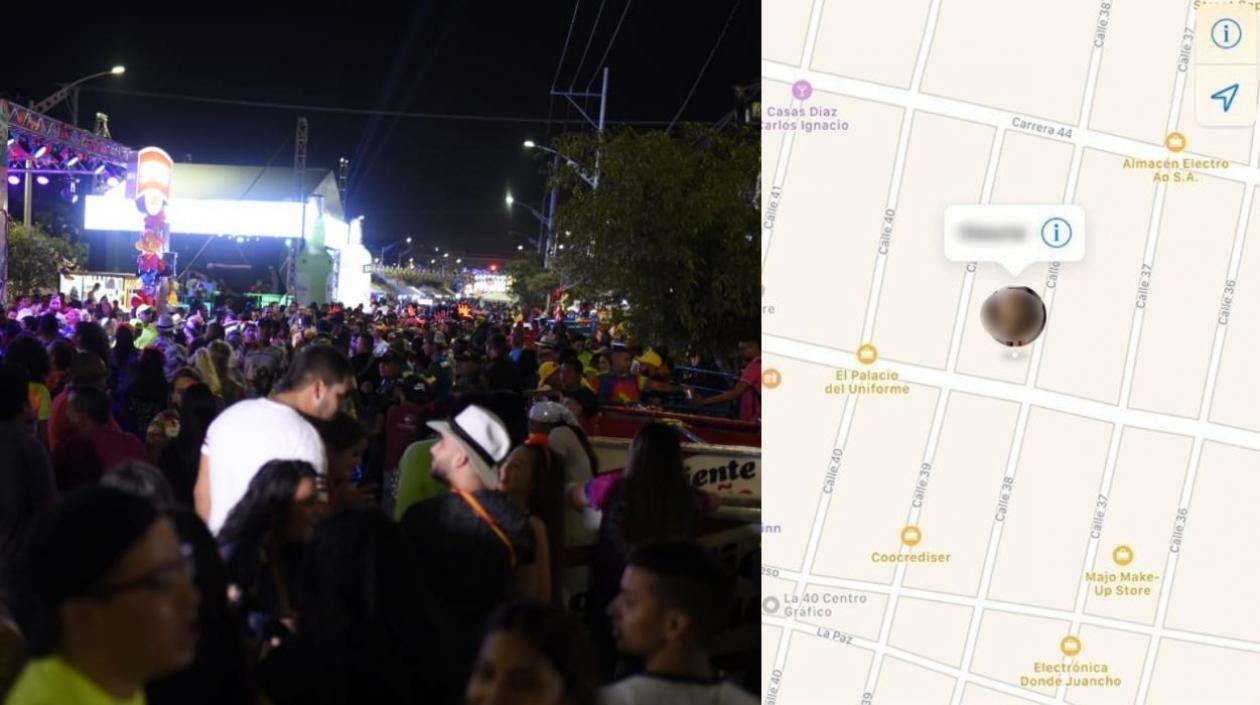 Imagen del evento y de la última ubicación del celular del ciudadano.
