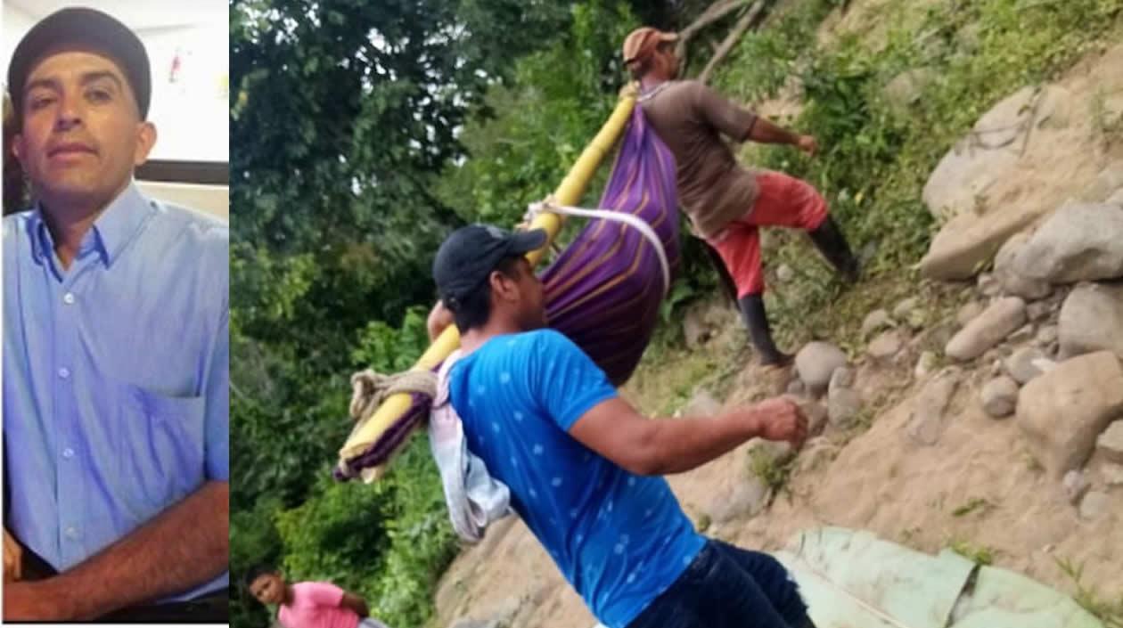 Imágenes de Didian Erley Agudelo y de familiares rescatando el cadáver de Amado Torres.