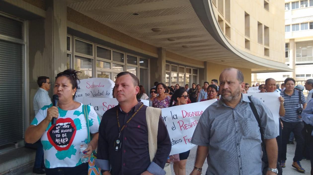 Fiscales protestaron por arresto de fiscal 61 antinarcóticos, Manuel Isaac Junior Ruiz.