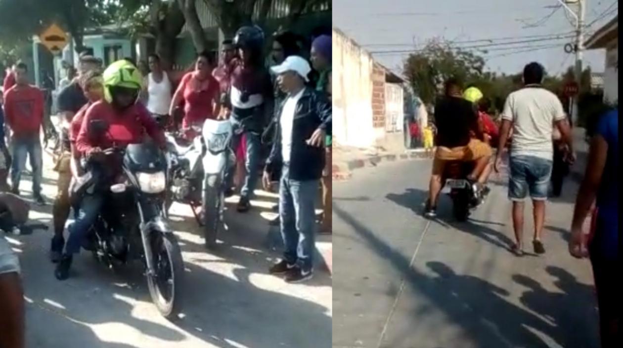 Momentos en que la víctima era llevada en moto rumbo al CAMINO Santa María.