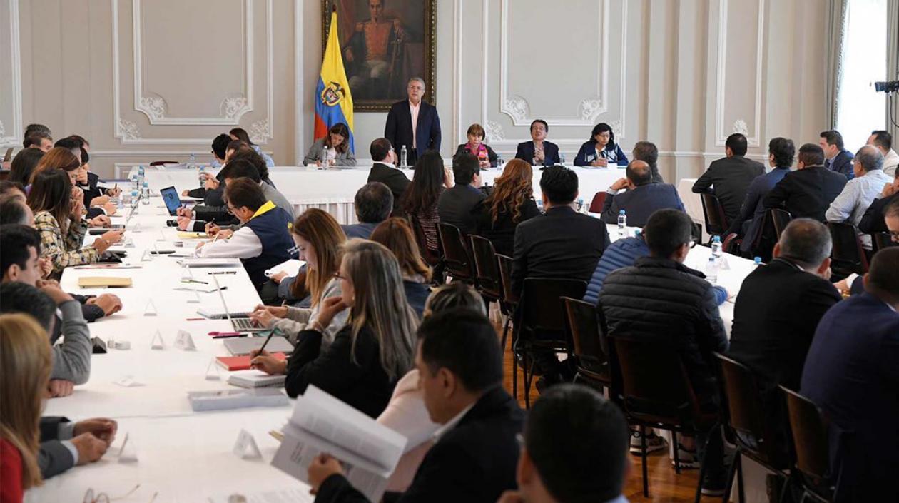 El Presidente Iván Duque durante el encuentro con los mandatarios territoriales.