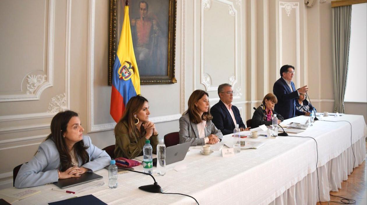 El Presidente Iván Duque durante el encuentro este sábado con Alcaldes y Gobernadores.