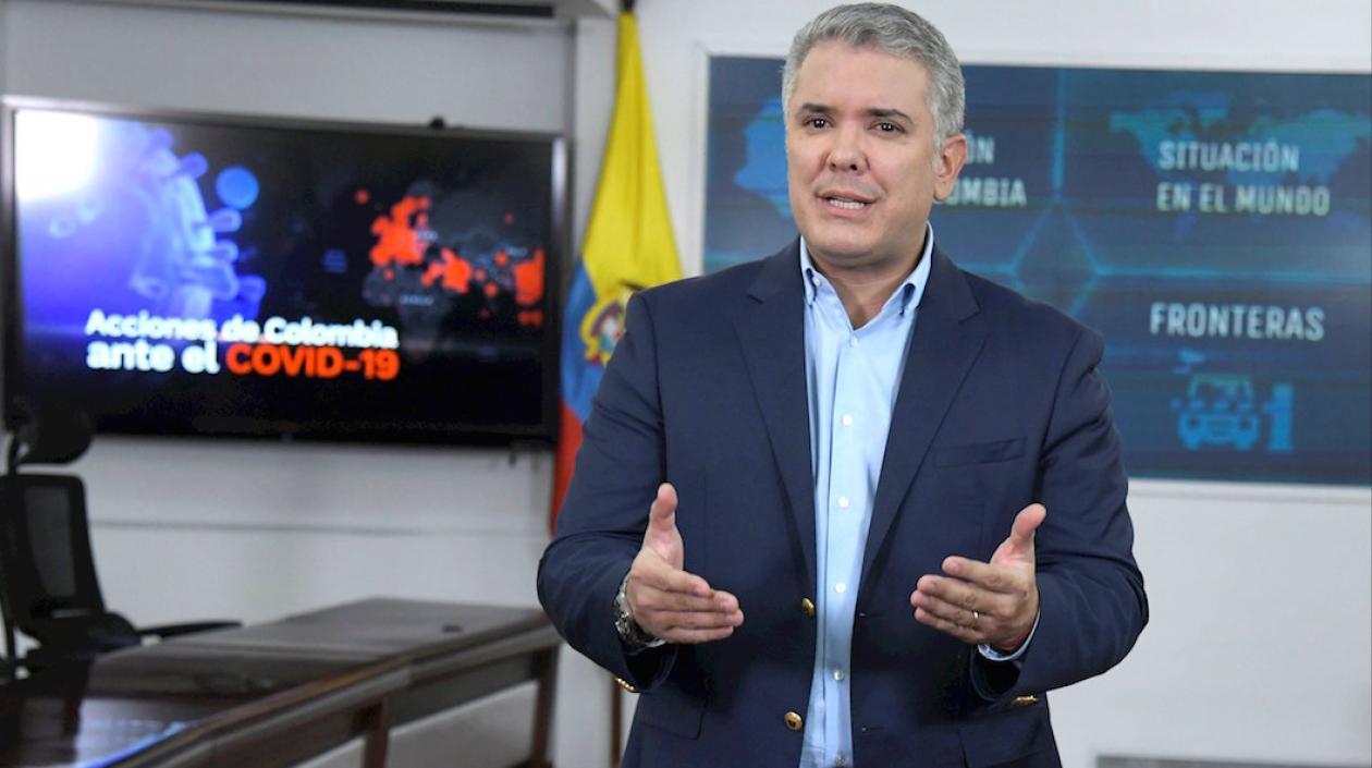El Presidente Iván Duque explicando las medidas sanitarias.