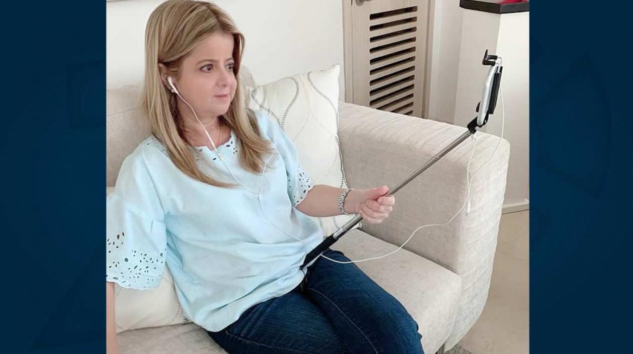 La Gobernadora Elsa Noguera durante el diálogo virtual con el Presidente Iván Duque.
