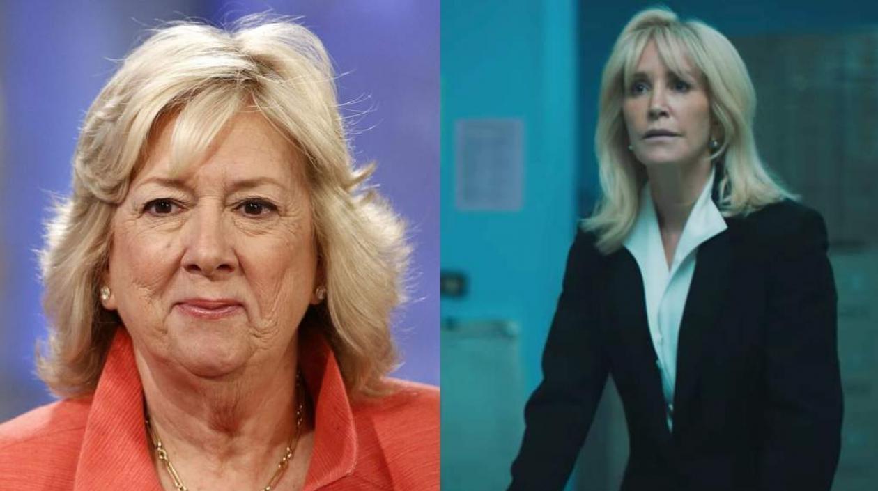 La exfiscal Linda Fairstein/la actriz Felicity Huffman interpretando a la demandante.