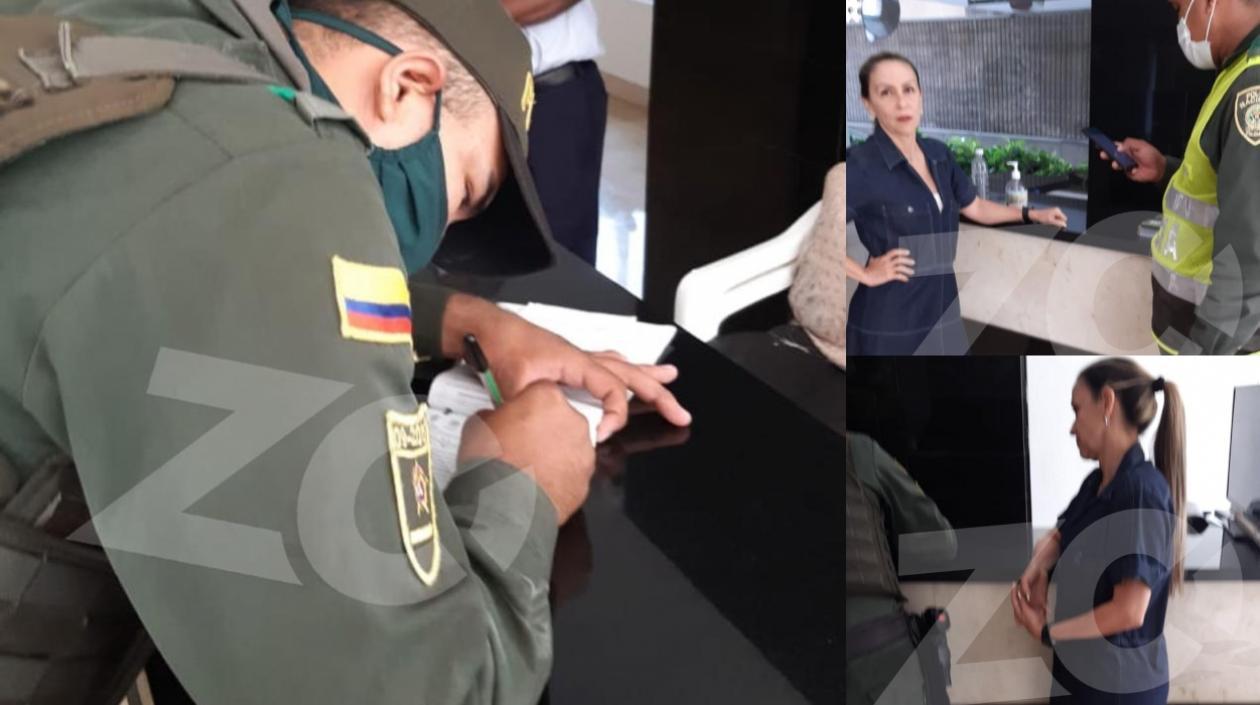 Momento en el que les imponen el comparendo.