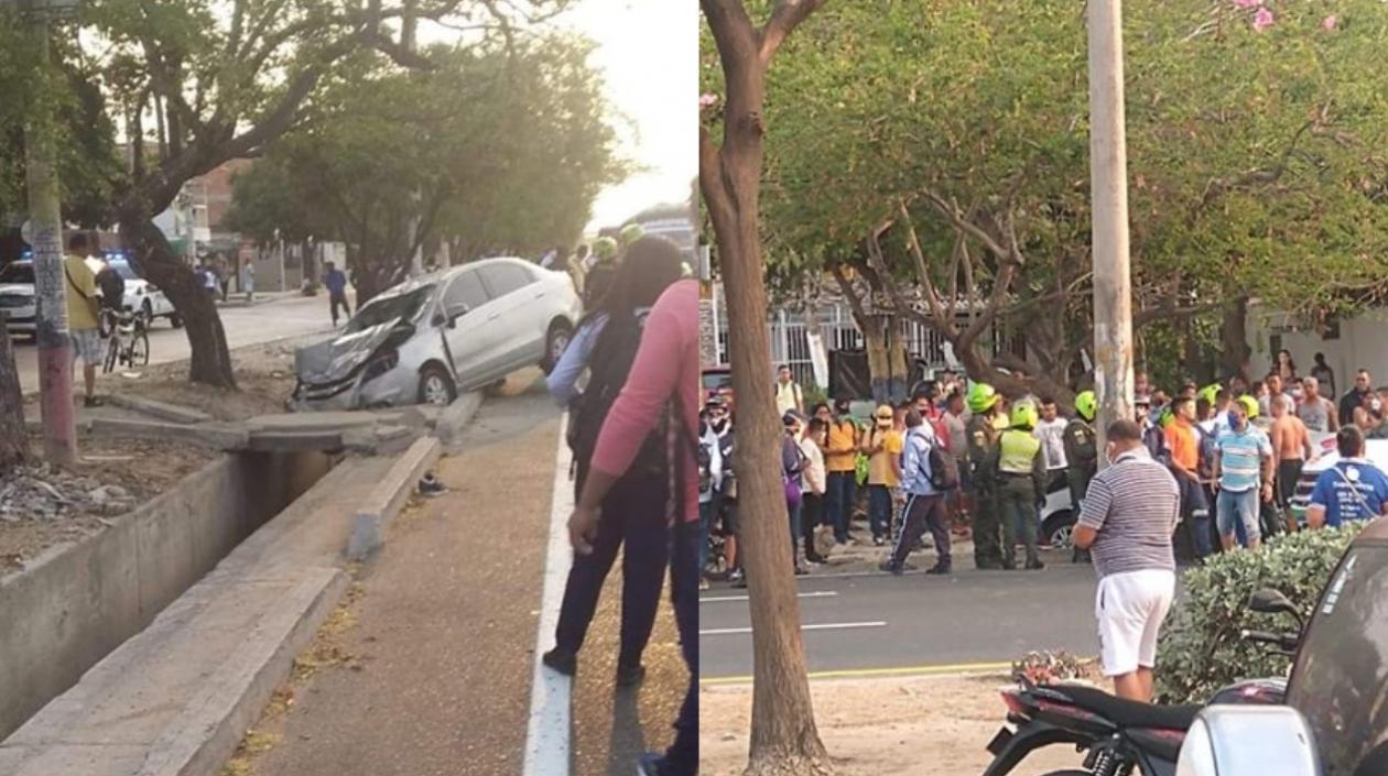 Estado en que quedó el vehículo tras arrollar a 9 personas en Los Girasoles.