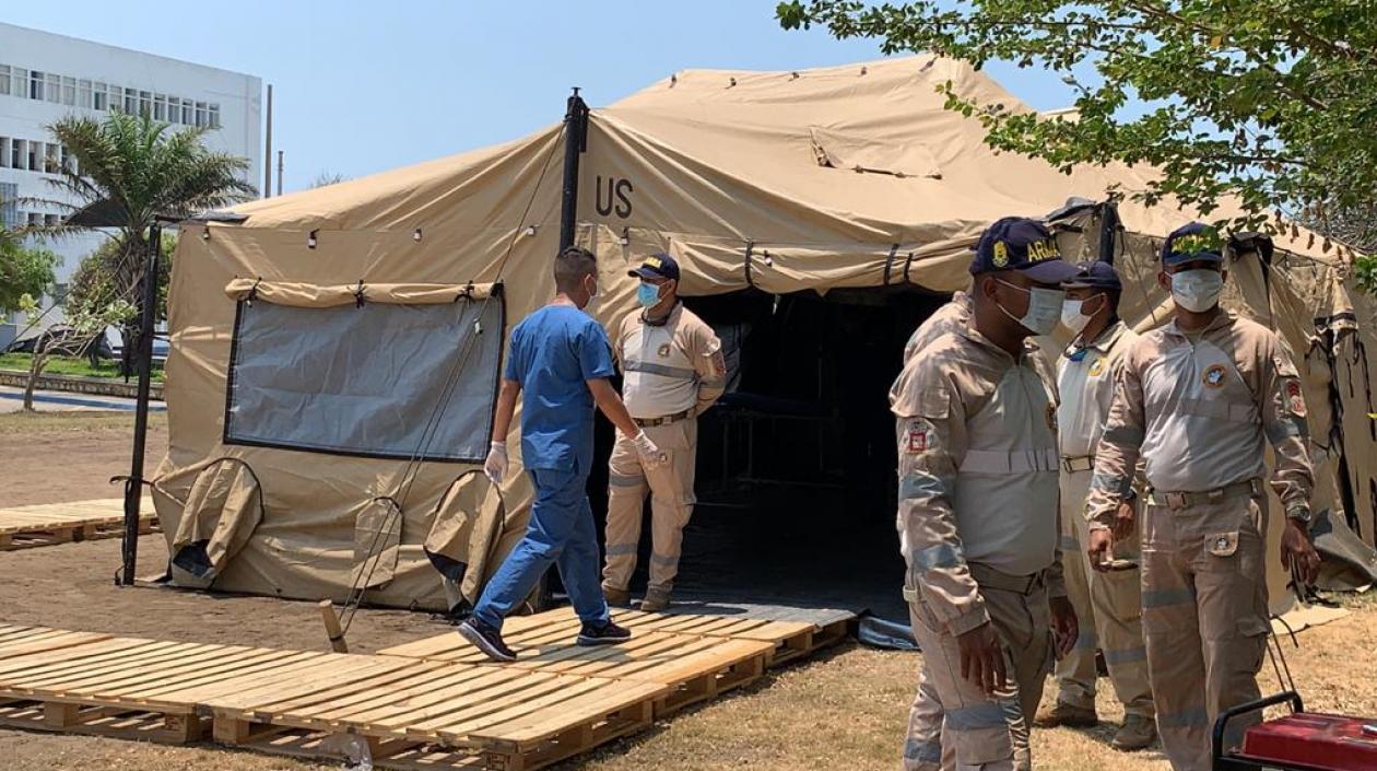 Una de las carpas instaladas.