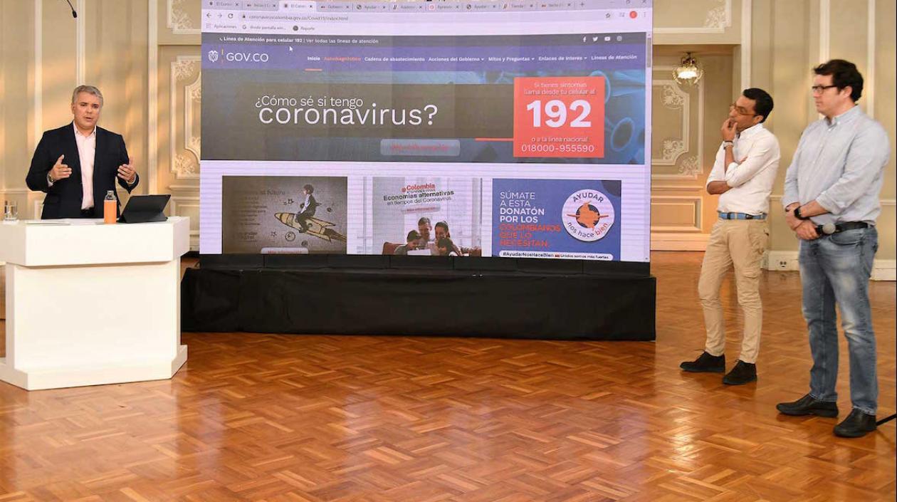 El Presidente Iván Duque presentando el balance.